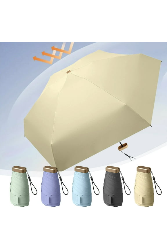 Mini Folding Travel Umbrella Lightweight Portable Sun Protection | Windproof Compact Parasol for Purse | Women Men Kids | 6-Rib Sturdy Design | 5.5in Folded | 35in Canopy