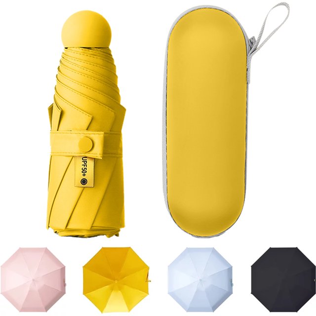 Mini Folding Umbrella with Case, Light Compact Rain Umbrella for Travel Outdoor Daily Use, High