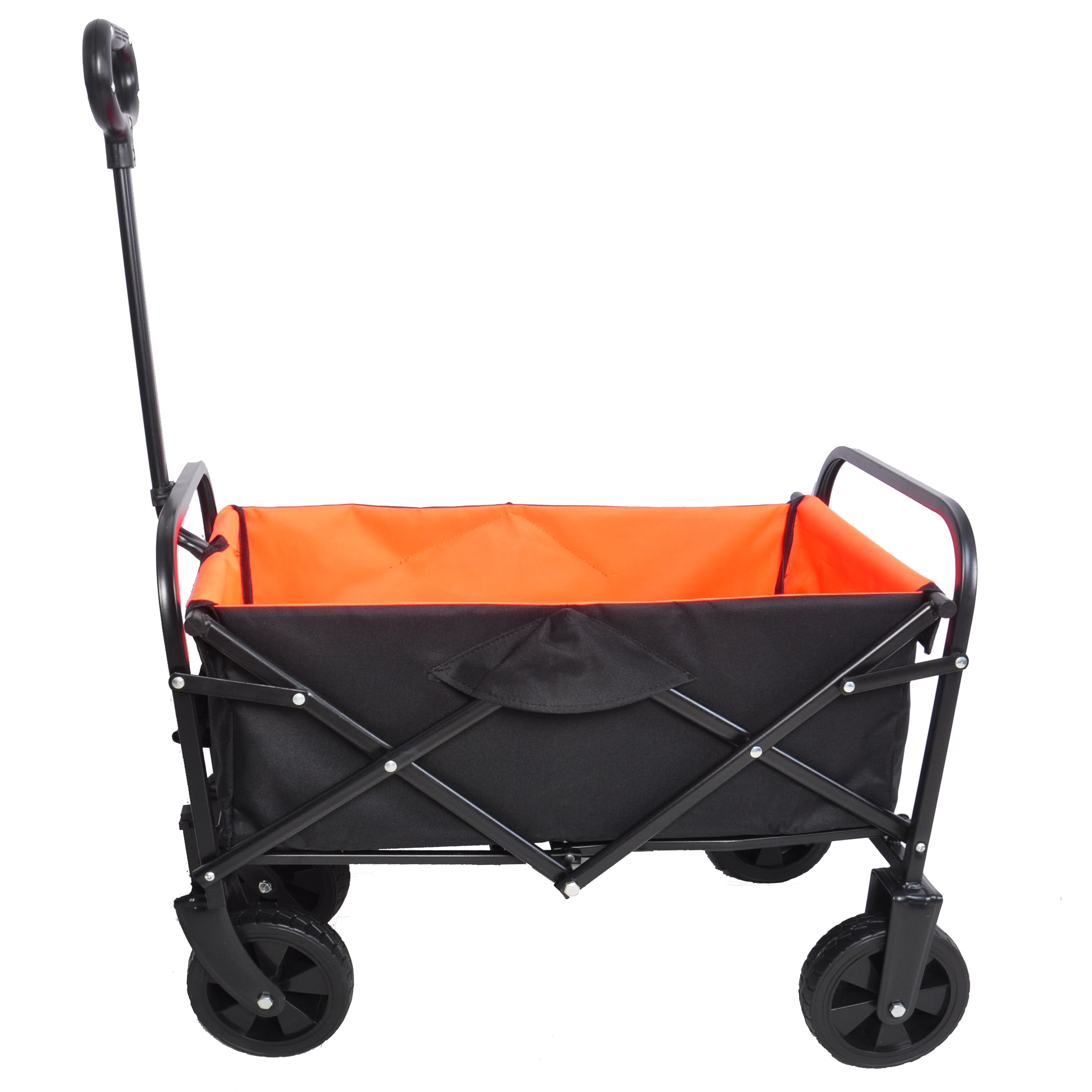 Compact Black and Orange Folding Steel Utility Wagon