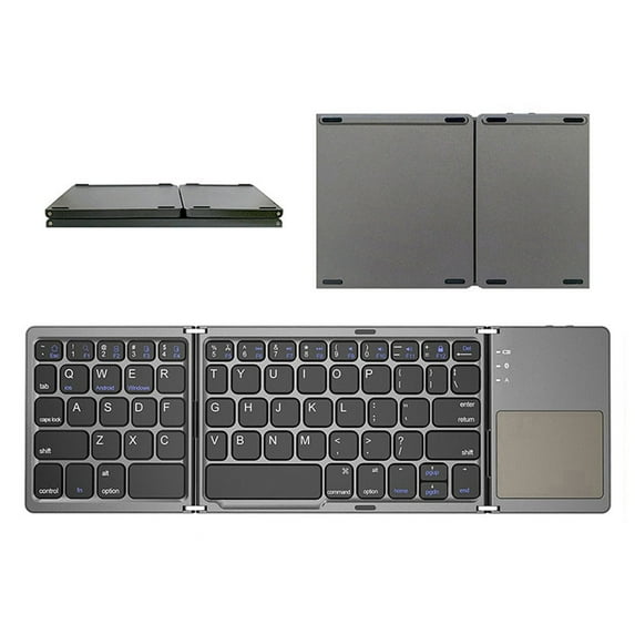 Mini Folding Wireless Keyboard Bluetooth Portable Universal Foldable Touchpad for Android iOS Tablet Rechargeable Slim Lightweight Security Lock Screen for Travel Office Home