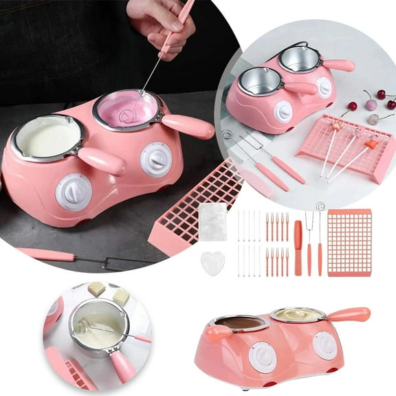 Mini Fondue Pot Kit for Melting Chocolate Cheese and Candy with DIY Accessories Home Baking and Dessert Making