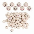 thumbnail image 1 of 8 Styles Wooden Beads with Face 20 mm Smile Bead Natural Wood Round Hole Pack of 80, 1 of 7