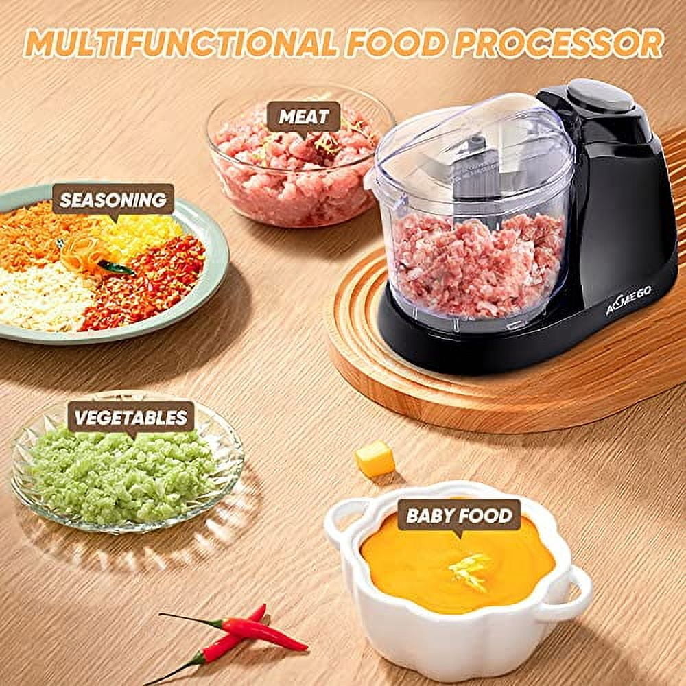 Mini Food Processor 1.5 Cup Meat &Vegetable Electric Food Chopper Detachable Small Food Grinder with Stainless Steel Blade for Dicing Mincing Blending Puree