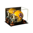 thumbnail image 1 of Mini Football Helmet Display Case (not Full Size) Clear Acrylic Plexiglass with Mirrored and Orange Risers (A003-OR), 1 of 7