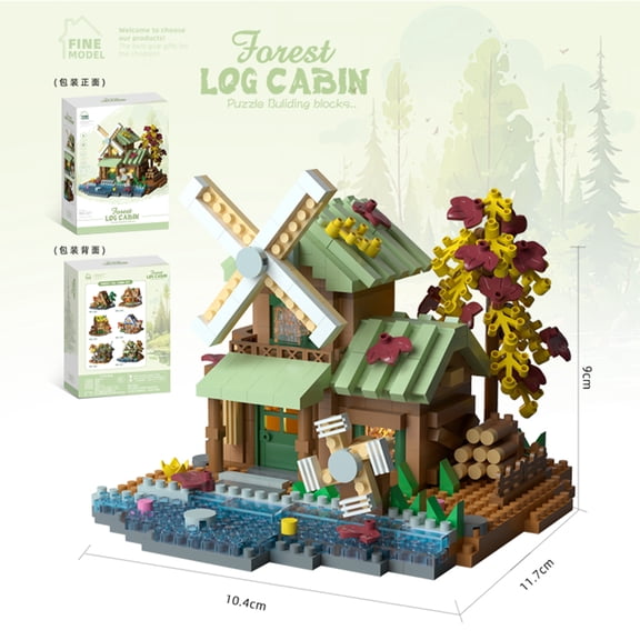 Mini Forest Log Cabin Building Blocks Kit, Exquisite Wooden House Miniature Architecture Model, DIY Assembly Toy for Kids, Stylish Desktop Home Decor Ornament