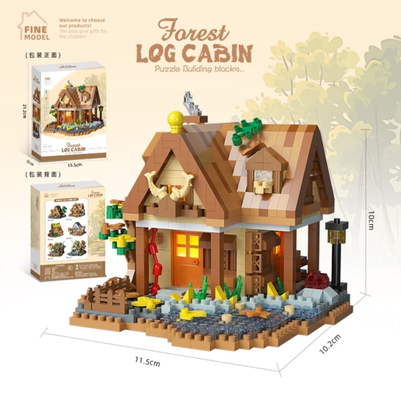 Mini Forest Log Cabin Building Blocks Kit, Exquisite Wooden House Miniature Architecture Model, DIY Assembly Toy for Kids, Stylish Desktop Home Decor Ornament