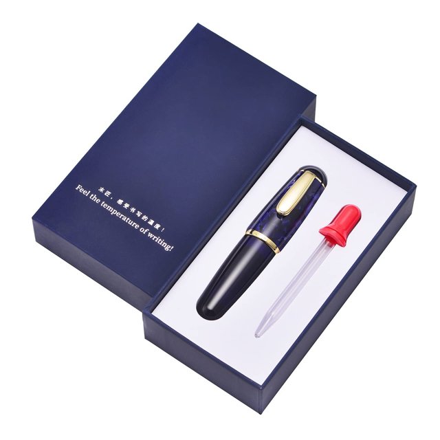 Mini Fountain Pen Extra Fine Nib Transparent Eyedropper Filling, Short Resin Pocket Pen Large Capacity