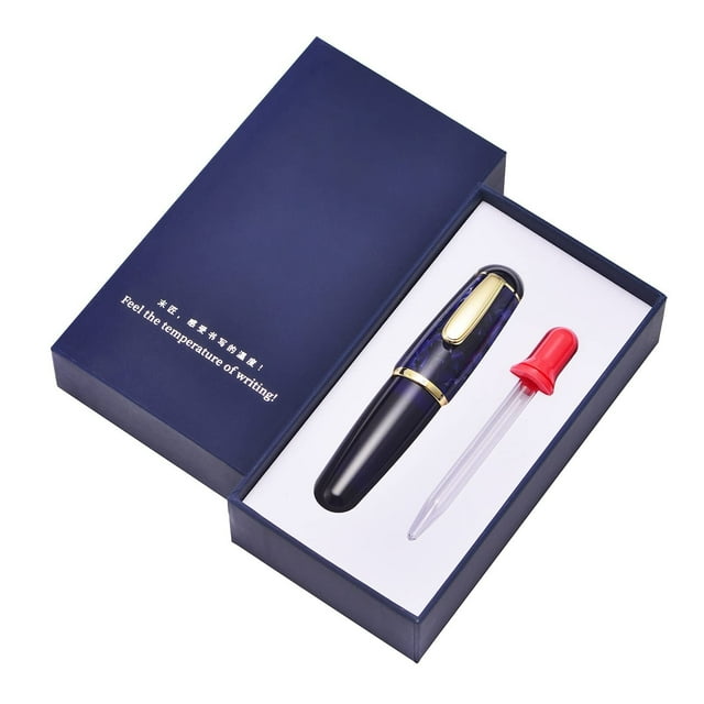 Mini Fountain Pen Extra Fine Nib Transparent Eyedropper Filling, Short Resin Pocket Pen Large Capacity