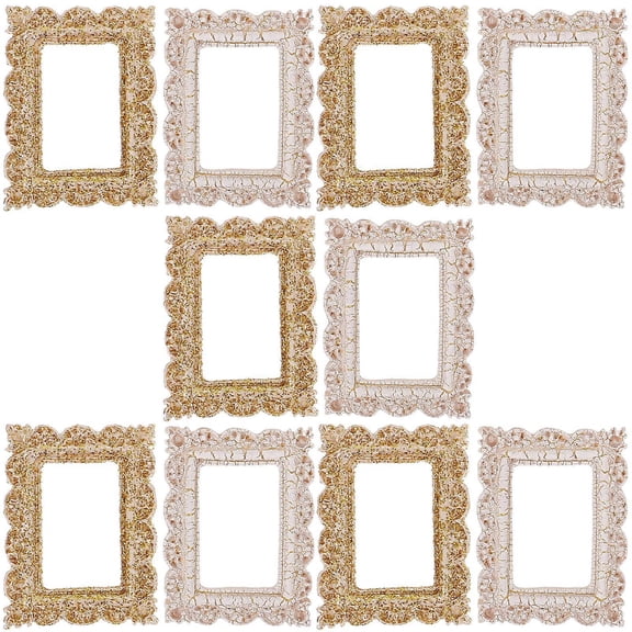 Mini Frames Miniature Picture Frame Ornaments Diy Crafts Material Square Resin Wall Decoration 4.00X3.00X0.50CM 10Pcs