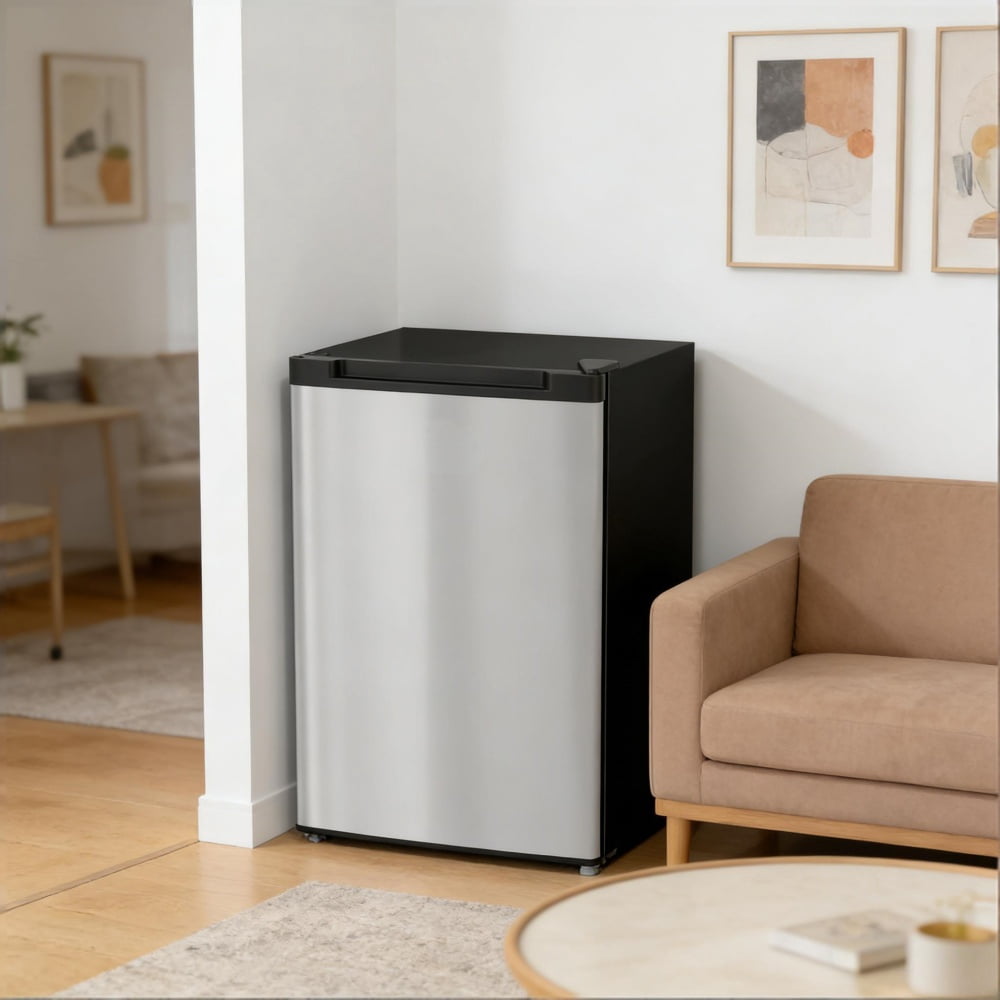 Mini Freezer 21.5In 3Cu.Ft 5.9 To -9.4Fahrenheit 115V 150W 39dB 25Lbs Shelf Reversible Door Removable Shelf 5 Gear Thermostat Ice Cube Tray Ice Shovel White Steel Plastic Compact Apartment Dorm Use
