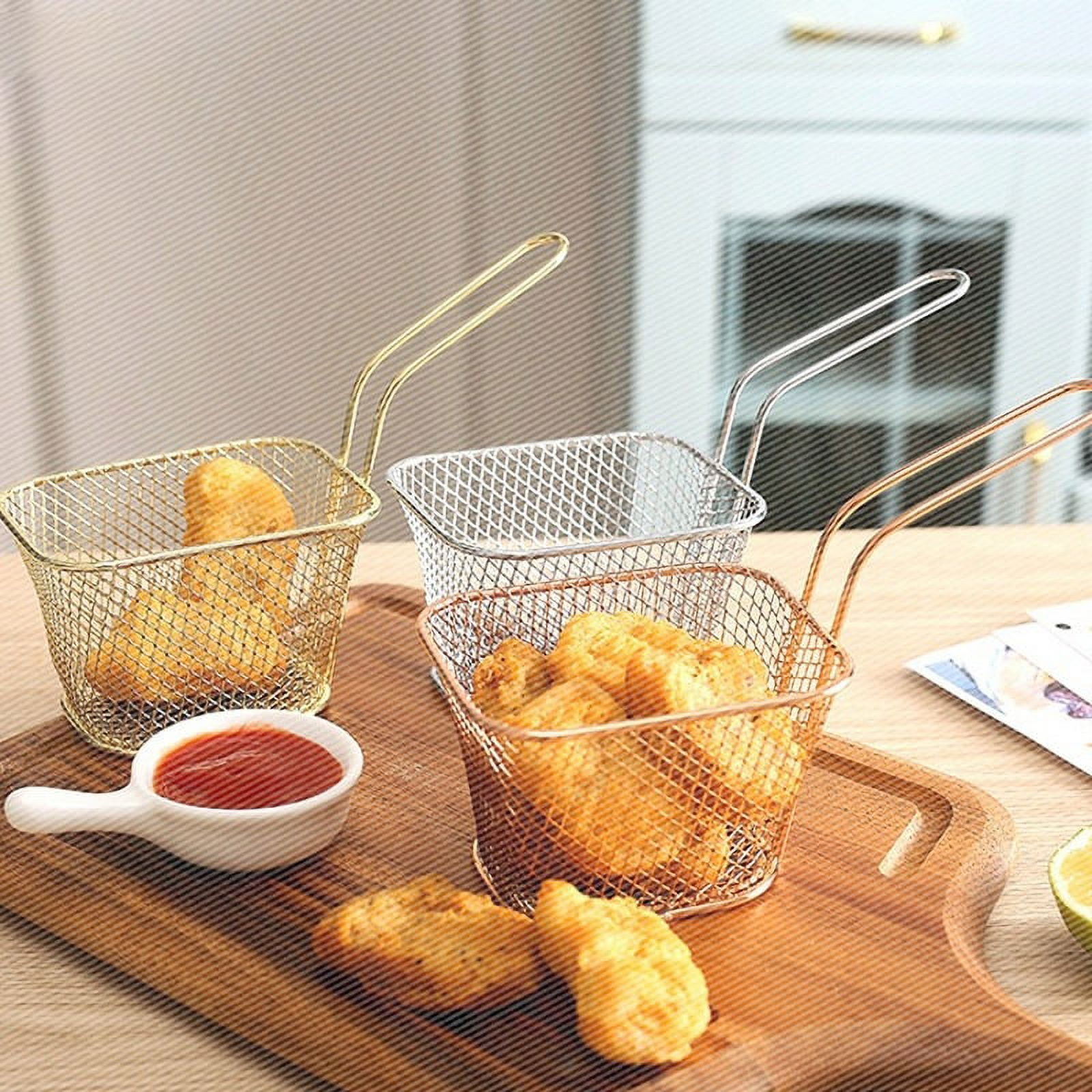 304Stainless Steel Metal Basket Serving Food Presentation Cooking Tools  French Fries Basket Mini Fry Storage Kitchen Housewares