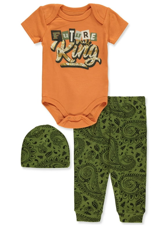 Mini Fresh Baby Boys' 3-Piece King Joggers Set Outfit - orange/multi, 6 - 9 months (Newborn)