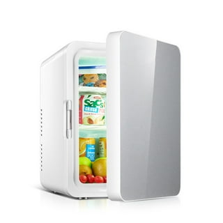 Personal 6 Can Chiller LED Lighted Mini Fridge with Mirror Door, Blue