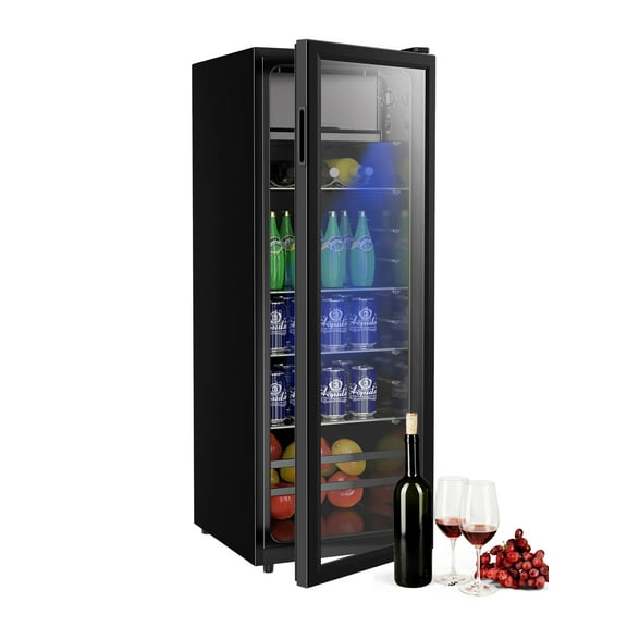 Mini Fridge 155 Can Beverage Refrigerator Cooler, 4.8 Cu.Ft Drink Fridge for Soda Wine Beer, Adjustable Temperature,Black