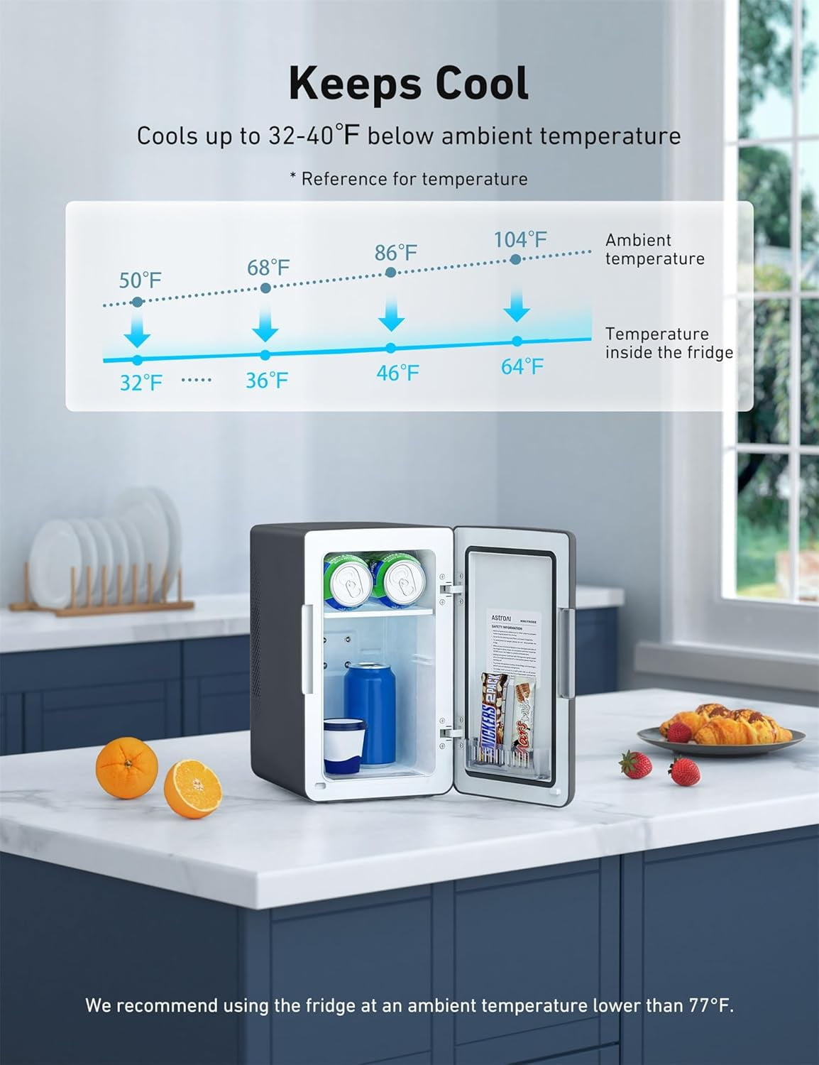 Mini Fridge 2.0 Gen - 6L Portable Thermoelectric Cooler & Warmer for Cosmetics, Drinks, Skincare - Compact Desktop Refrigerator for Bedroom, Office, Car - Dark Grey