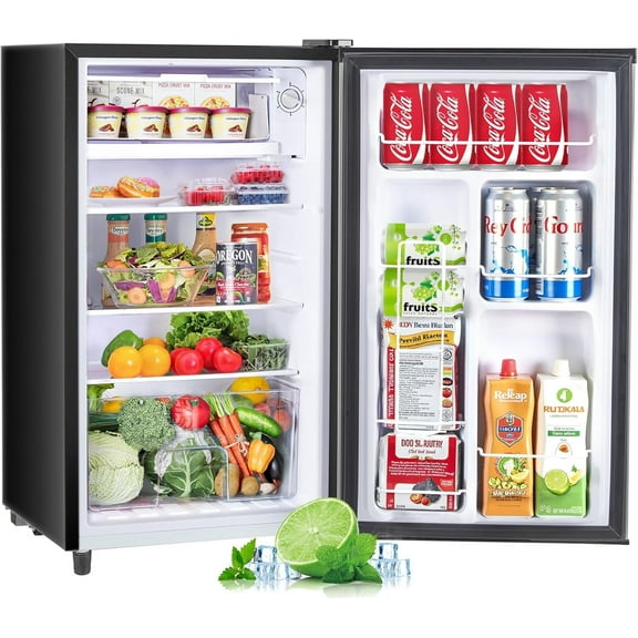 Mini Fridge 3.2 Cu. ft Single Door, 5 Star Energy Efficient, Low Noise, 5 Adjustable Thermostat & Removable Glass Shelves, Silver