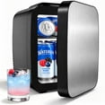 thumbnail image 1 of Mini Fridge, 4 Liter/6 Can Small Refrigerator, Brushed Silver Stainless Skincare Fridge for Bedroom, Car, Office, Dorm, Black, 1 of 13