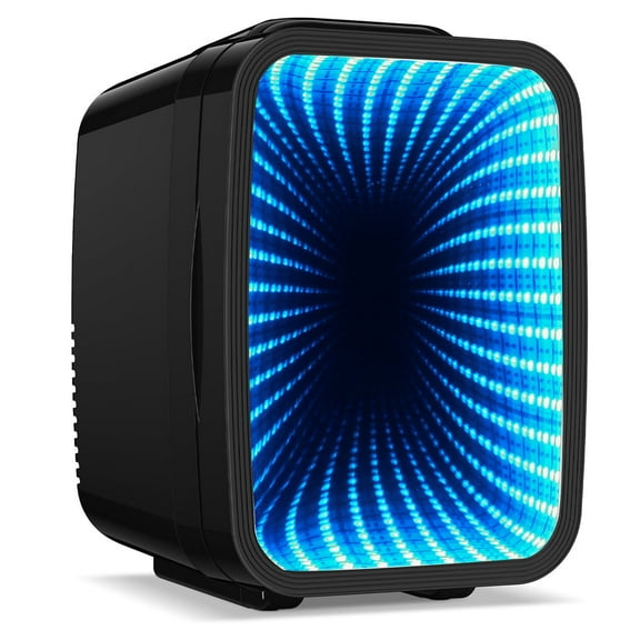 BEICHEN 4L Mini Fridge with 6-Color LED, Portable Cooler & Warmer for Bedroom, Office, Car – Quiet Thermoelectric Small Refrigerator for Skincare, Drinks & Gaming Room, AC/DC Powered (Black)