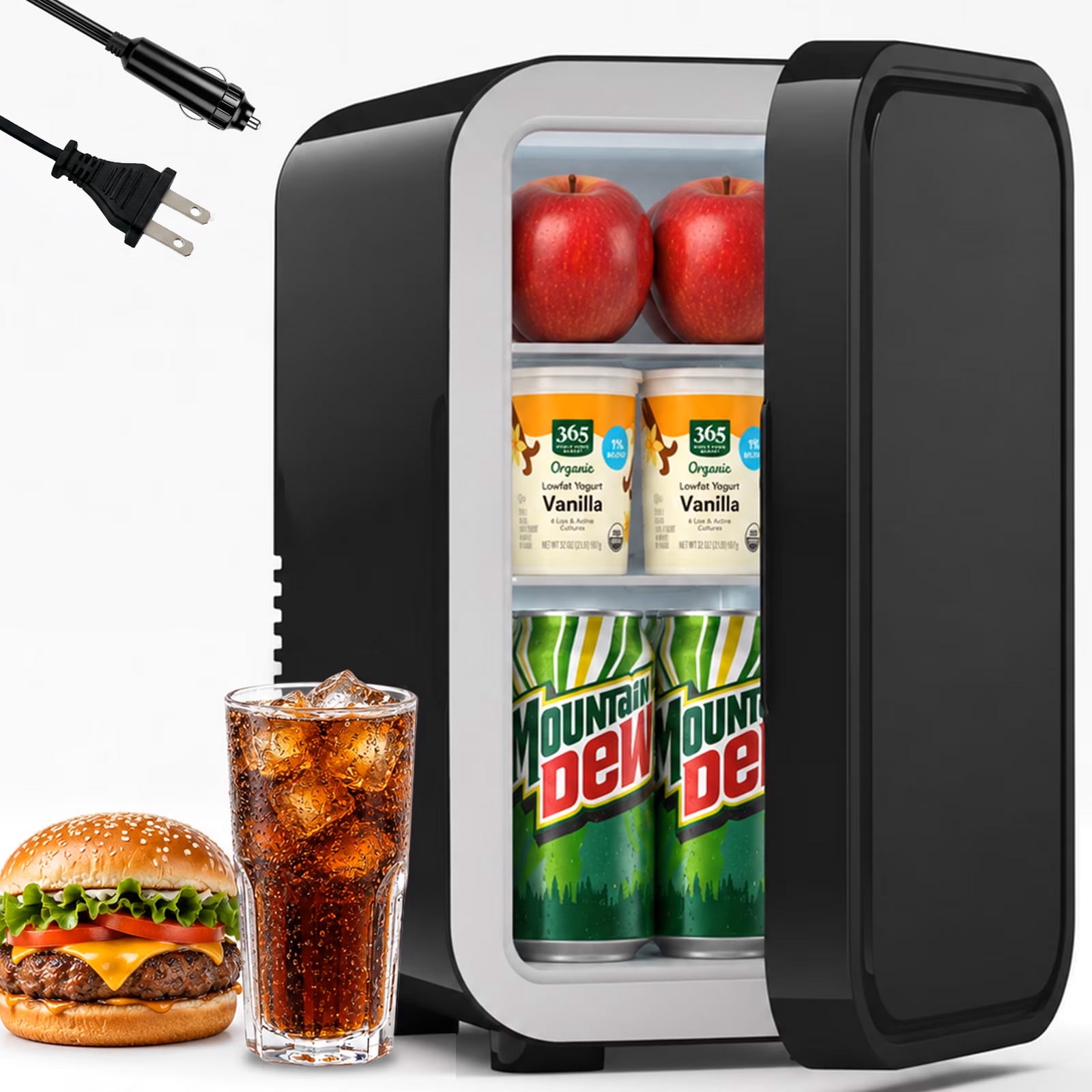 BEICHEN Mini Fridge, 6 Liter/8 Can Small Fridge, AC/DC Portable Skincare Fridge, Cooler and Warmer Refrigerators for Bedroom, Skincare, Beverage, Office, Dorm, Car, Black
