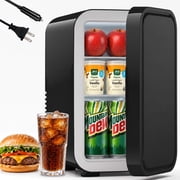 BEICHEN Mini Fridge, 6 Liter/8 Can Small Fridge, AC/DC Portable Skincare Fridge, Cooler and Warmer Refrigerators for Bedroom, Skincare, Beverage, Office, Dorm, Car, Black