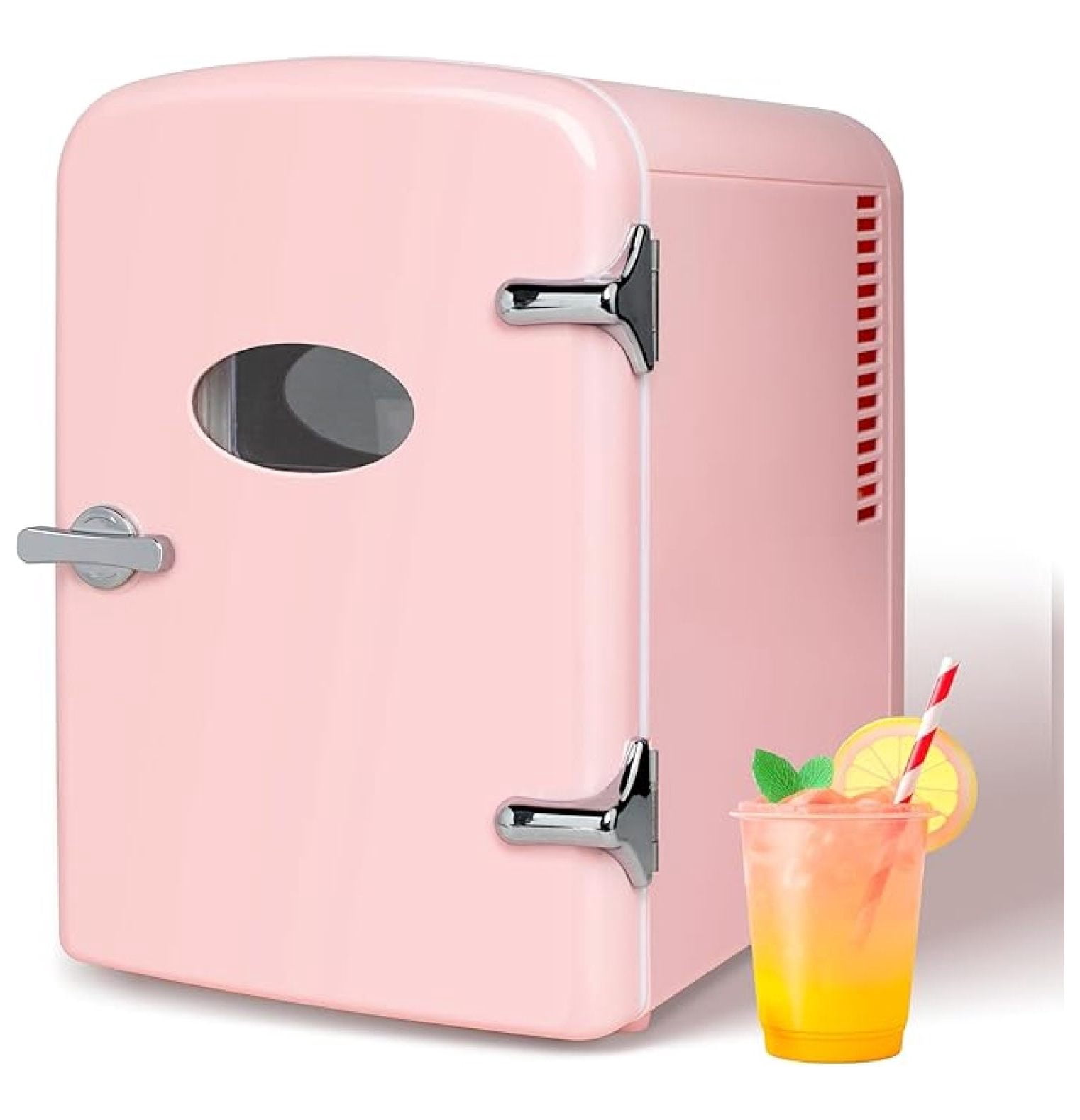 Mini Fridge 4L/6 Can, Portable Cooler & Warmer, Freon-Free, Skincare Refrigerator - Pink