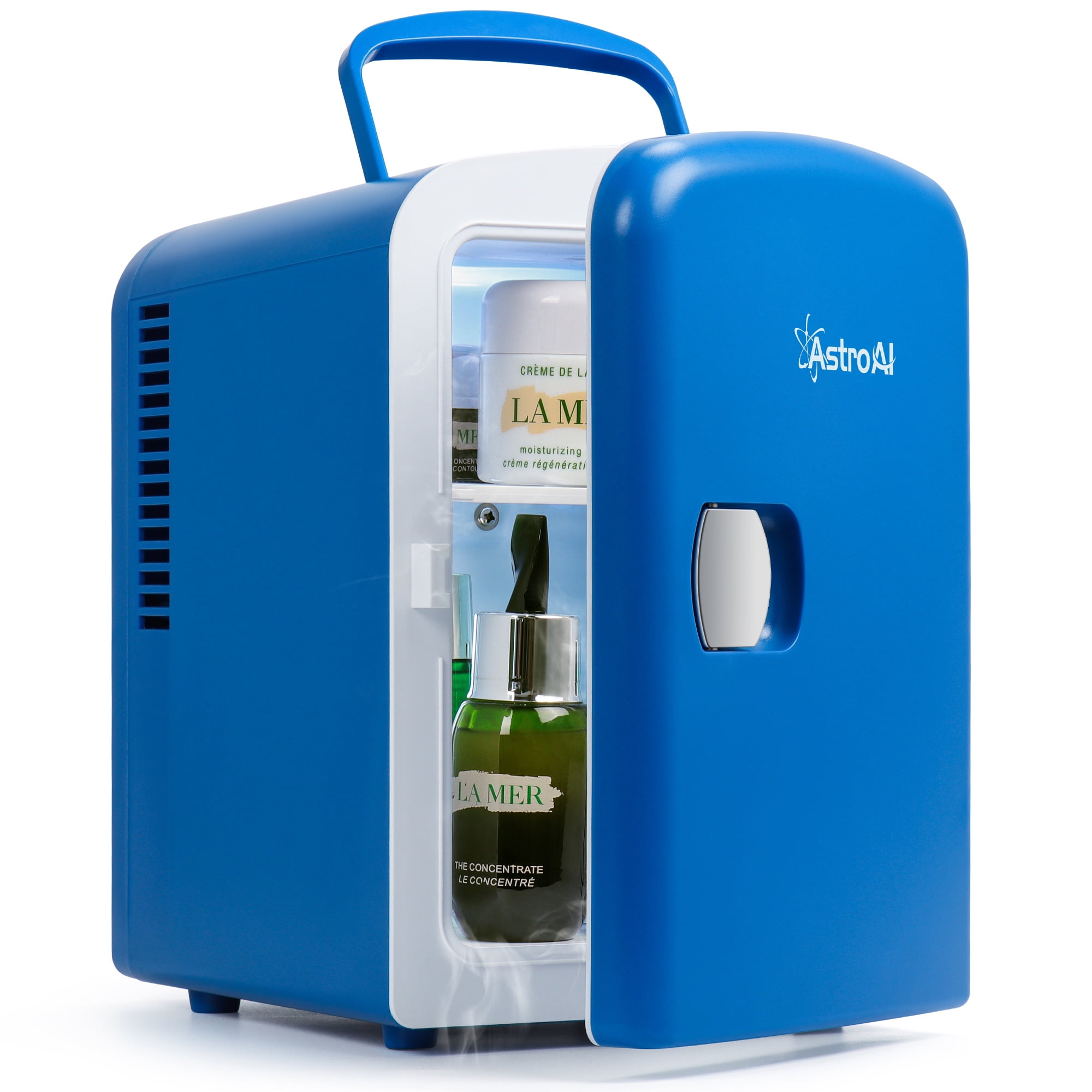 Mini Fridge 4L, 6 Can Portable Electric Cooler Personal Skincare Refrigerators DC/AC, Blue