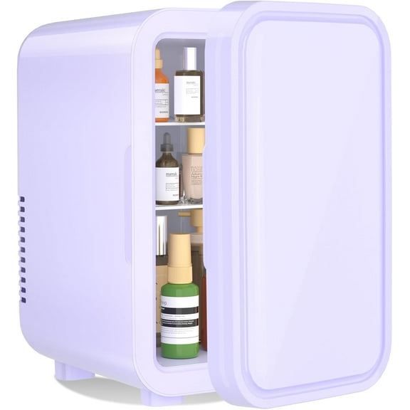 Mini Fridge, 6 Liter/8 Can 110V AC/DC Portable Thermoelectric Cooler Refrigerators for Bedroom, Skincare, Beverage, Office, Dorm Room and Car, Purple