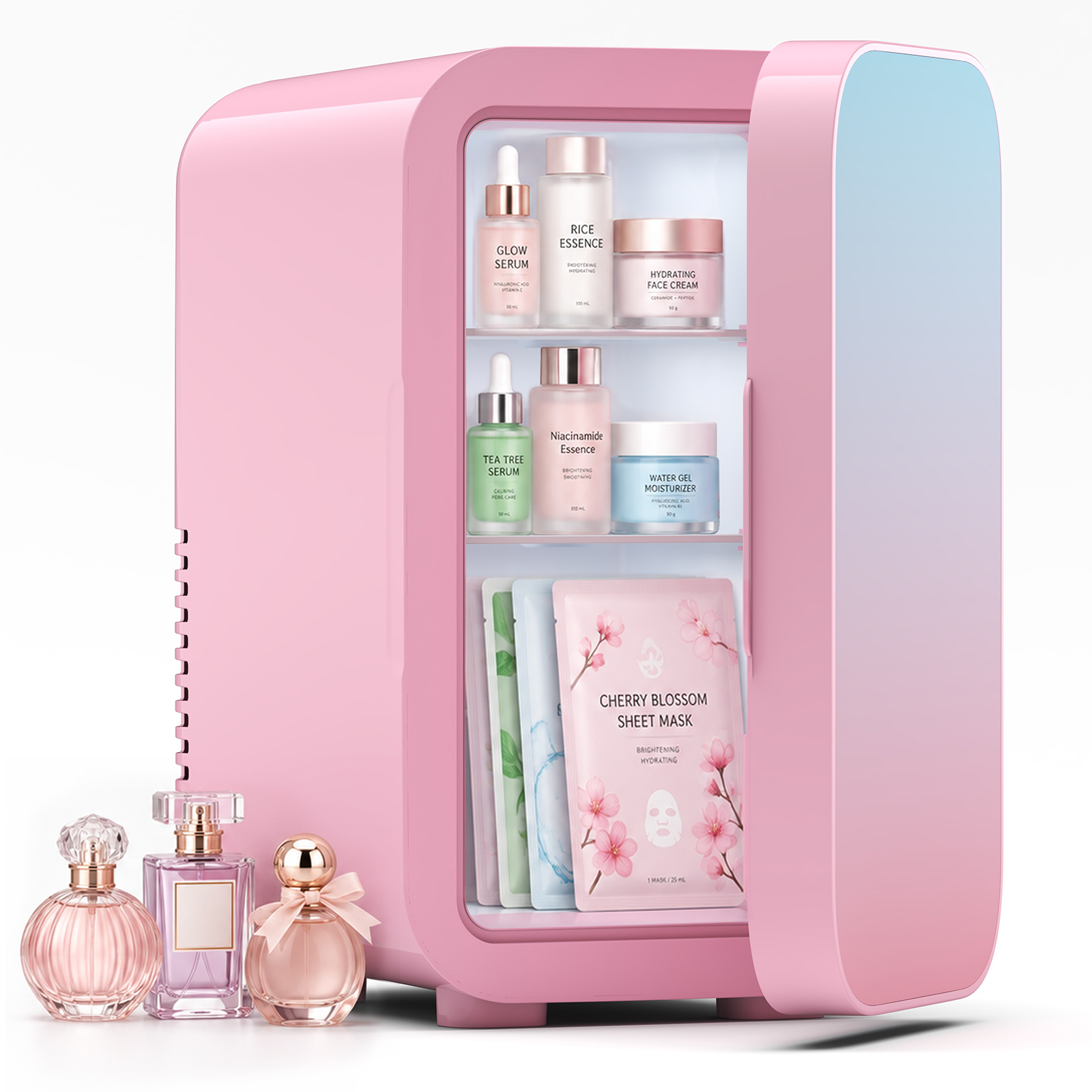 Mini Fridge, 6 Liter/8 Can Skincare Fridge, Portable Small Refrigerators for Bedroom, Dorm, Office, Car, Pink