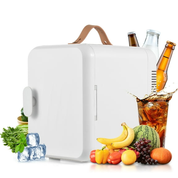 Mini Fridge 6L/8 Cans, Skincare Refrigerator Travel Refrigerator for Snacks Lunch Drinks Cosmetics, with Handle for Car Bedroom Office Dorm