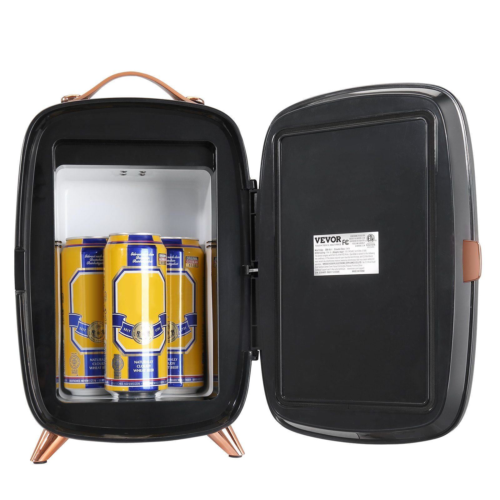 Compact Black Smart Mini Fridge with LED Mirror