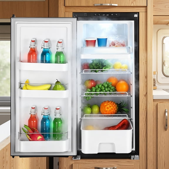 Toyandona Space Saving Black Large Capacity Rv Refrigerator for Camping Car Use