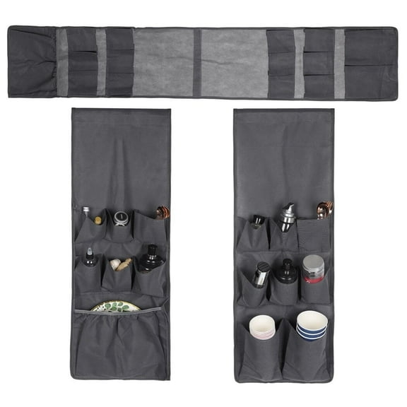 Mini Fridge Caddy, Over the Fridge Organizer with 15 Pockets, Fridge Caddy Hanging Organizer, Non-Woven Fabric Fridge Hanging Storage Bag for Snacks Cutlery Kitchen Tools