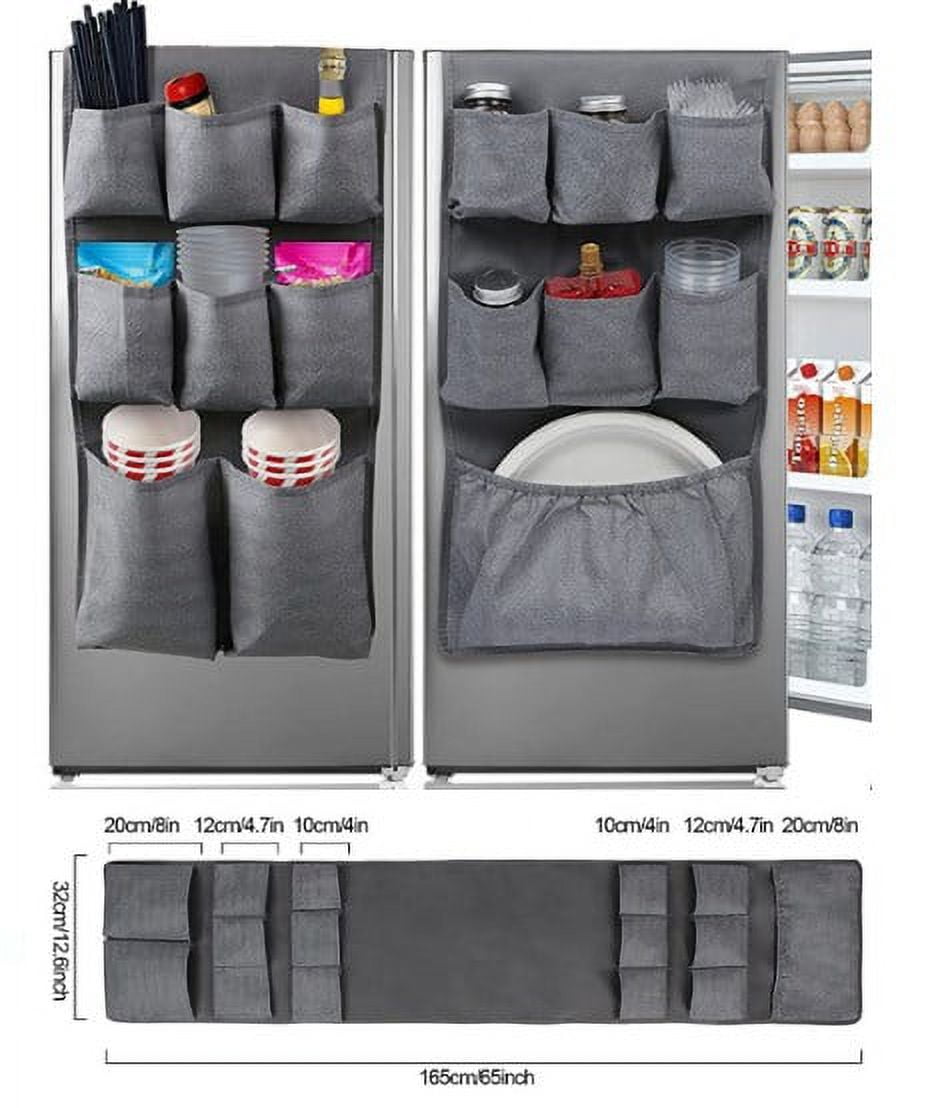 Mini Fridge Caddy Hanging Organizer with 15 Pockets Over the Fridge ...