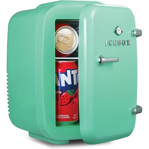 Mini Fridge For Bedroom, Skincare Refrigerator, Portable Cooler & Warmer for Makeup, for Office & Home, Mini (4 L / 6-Can), Mint Green