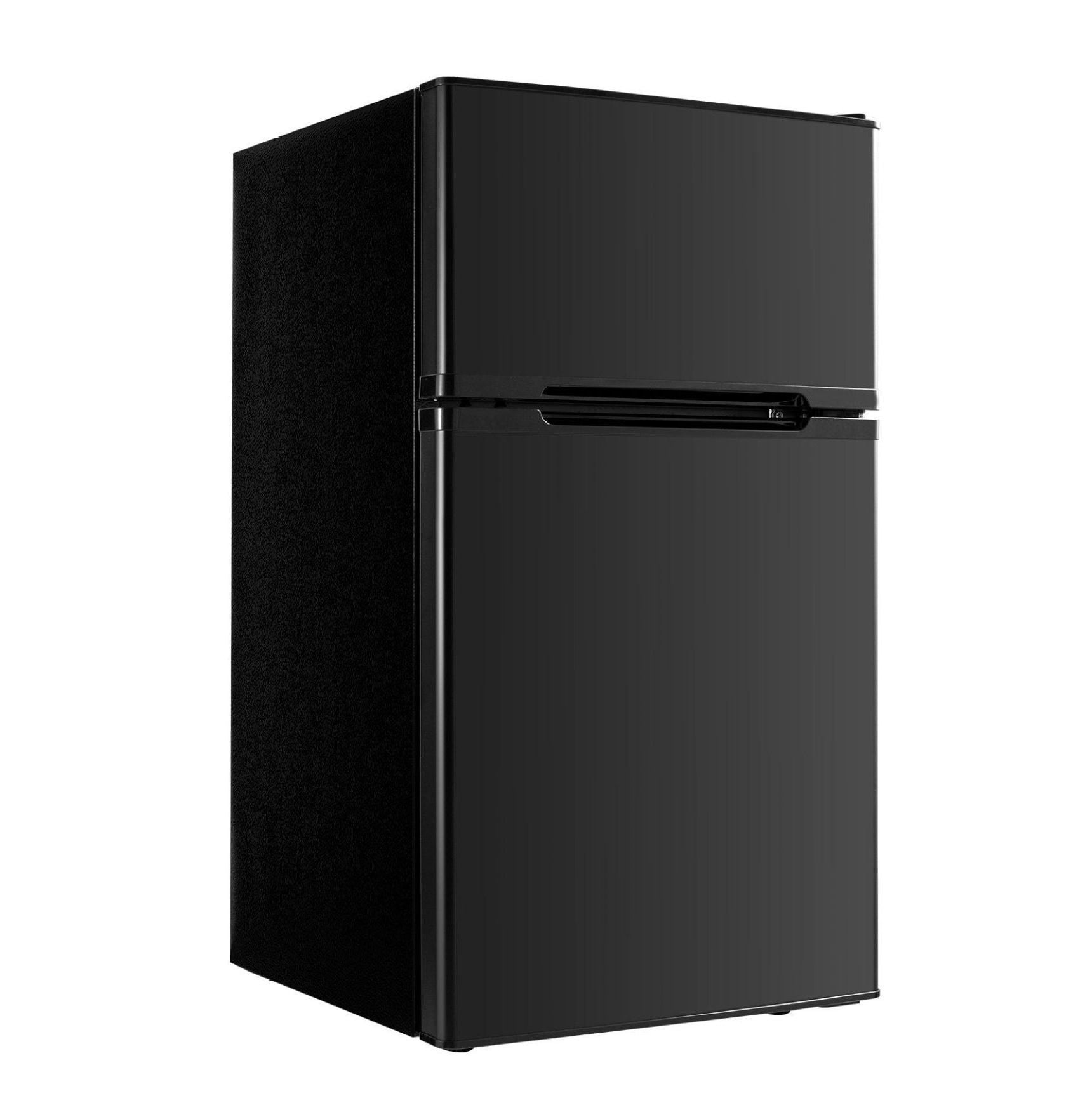 Mini Fridge with Freezer, 3.2 Cu.Ft, Compact Refrigerator, Adjustable Temp, Shelf, Energy Efficient, Reversible Door, Quiet, for Bedroom, Dorm, Office - Black