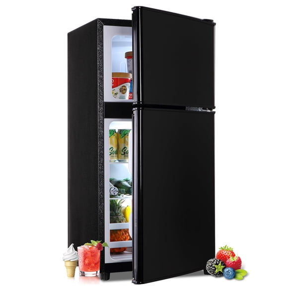 Mini Fridge with Freezer 3.6 Cu.Ft. Adjustable Thermostat Compact Fridge with FreezerOffice Mini Refrigerator with Freezers Small Size Dorm Fridges for ApartmentDormKitchenOfficeBlack