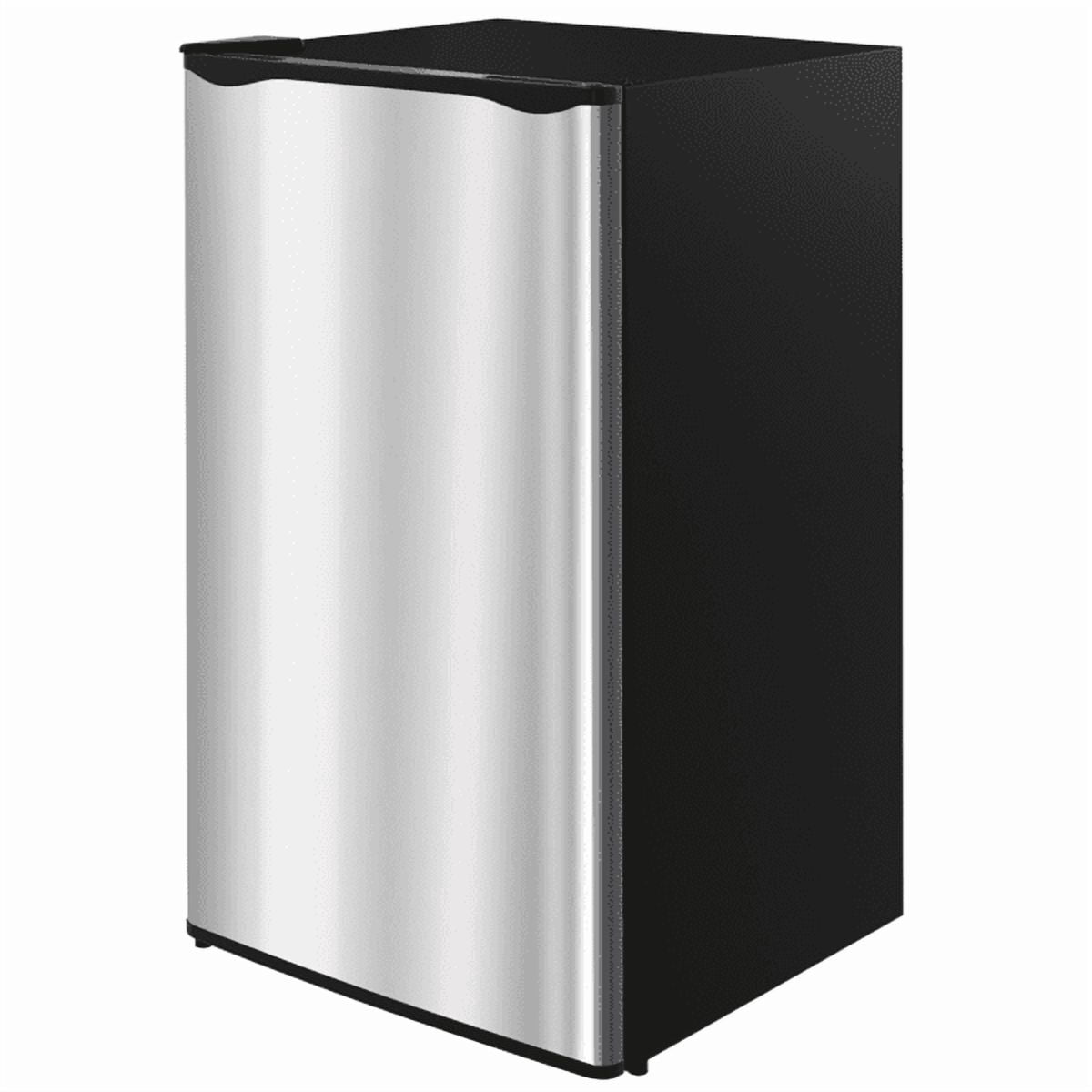 Mini Fridge with Freezer Compartment, Small Single Door Refrigerator Adjustable Thermostat, Energy Saving Compact for Office Dorm Bedroom, Silver Panel, 3.2 cu ft