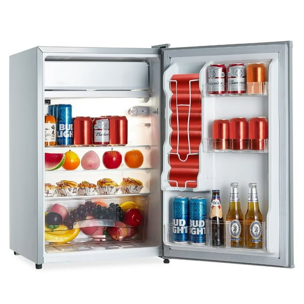 Mini Fridge with Freezer, Single Door Compact Refrigerator, 7 Settings