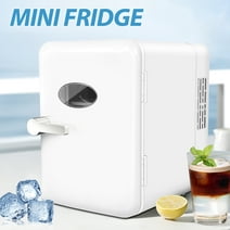 Mini Fridge Personal Fridge, 4 Liter/6 Can AC/DC Portable Thermoelectric Cooler and Warmer Refrigerators for Christmas Gift, Skincare, Beverage, Home, Office and Car, White