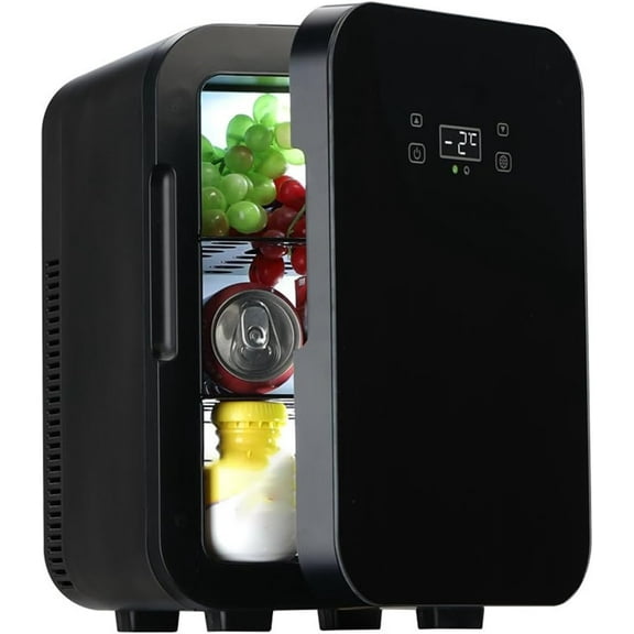 Mini Fridge Portable 10 Liter Small Fridge Cooler, Single Door Compact Refrigerator, Compact Mini Skincare Fridge With LCD Temperature Display For Office, Bedroom, Car, Travel(Color:/Black,Size:220V)