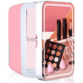 Mini Fridge, Portable Beauty Makeup Skincare Fridge with Dimmable LED Mirror Cooler and Warmer