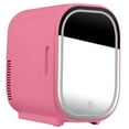 thumbnail image 1 of Mini Fridge, Portable Beauty Makeup Skincare Fridge with Dimmable LED Mirror Cooler and Warmer, Cosmetics Refrigerator for Bedroom, Office and Car (Pink), 1 of 4
