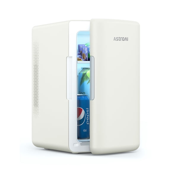AstroAI Mini Fridge 6L/8 Can, Personal Refrigerator Makeup Skincare Fridge AC/DC, Energy Efficient & Quiet, Portable Beverage Cooler & Warmer Fridge for Travel, Office, Dorms, Bedroom, Car, White