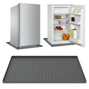 Mini Fridge Silicone Mat with Raised Edges, 23.6 x 23.6 Inch Under Refrigerator Mat, Washable Floor Protector for Mini Fridge, Washer and Dryer, 1 Pack