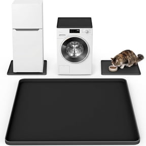 Mini Fridge Silicone Mat, 24"x24" Floor Protector Drip Tray, Black | Waterproof & Non-Slip Water Cooler Mat, Soft Silicone Tray for Ice Maker, Humidifier & Coffee Maker, Portable AC Drip Pan
