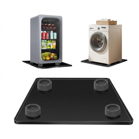 Mini Fridge Silicone Mat with 4 Base Raisers 19.2"x19.2"x0.6" Mini Fridge Drip Tray Leak-Resistant Under Refrigerator Mat
