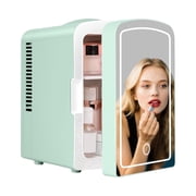 IceBlue Skincare Refrigerator (4 Liter/6 Can), Mini Fridge with Dimmable LED Light Mirror for Beverage&Beauty, Small Fridge for Bedroom, Car and Office