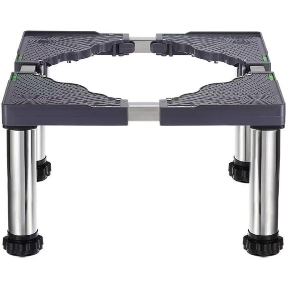 Mini Fridge Stand, 11.4"-12.6" Height, 4-Strong Legs Laundry Stand Base Multi-Functional Adjustable Base Tray Anti-Vibration, for Refrigerator Washing Machine Dryer Dishwasher AC, with Screwdriver wr