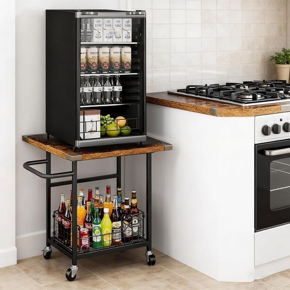 Mini Fridge Stand 2 Tier Ice Maker Cart for Office