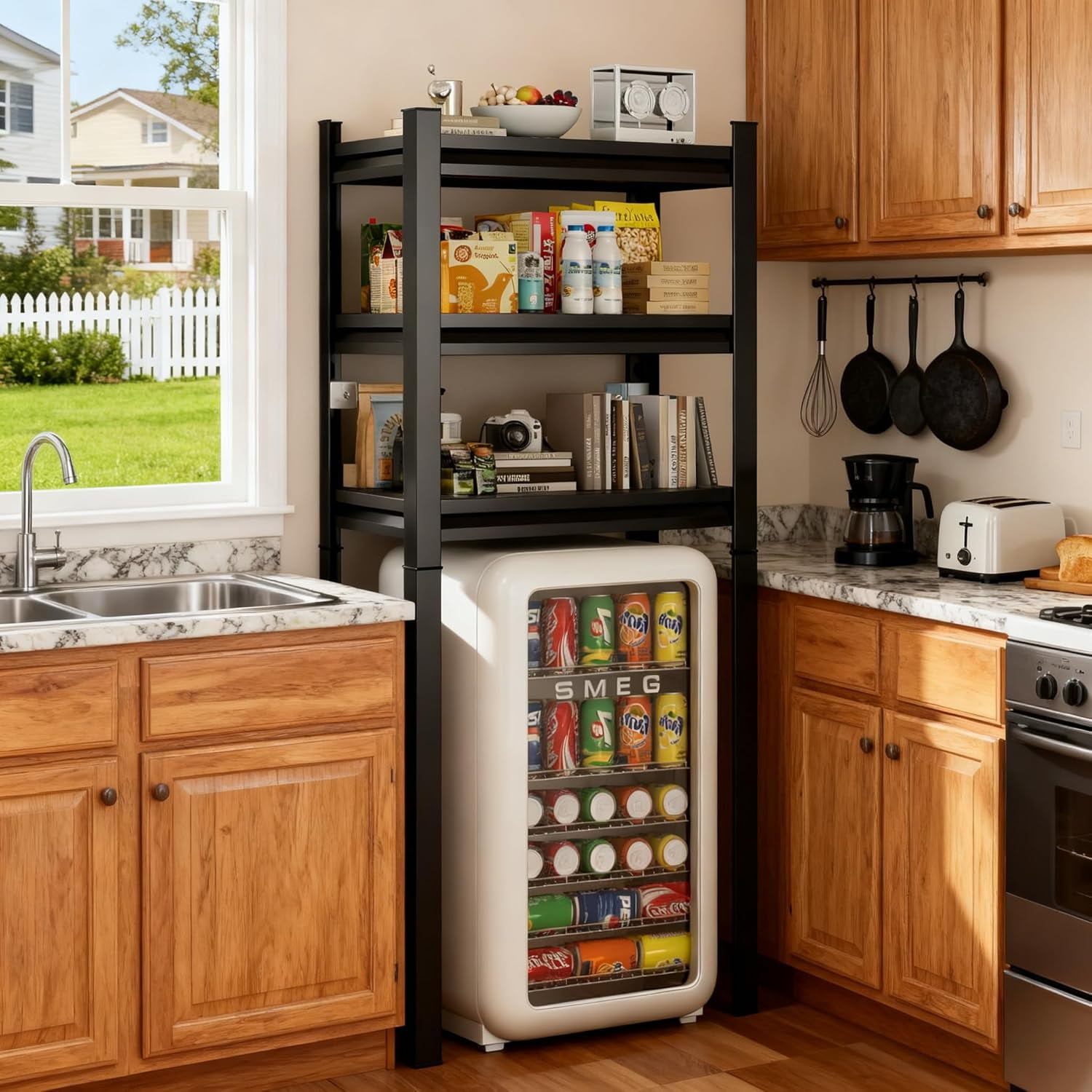 Mini Fridge Stand with 3 Adjustable Tiers, Heavy Duty Freestanding ...